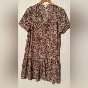 A New Day | Leopard Print V-Neck Dress | Small